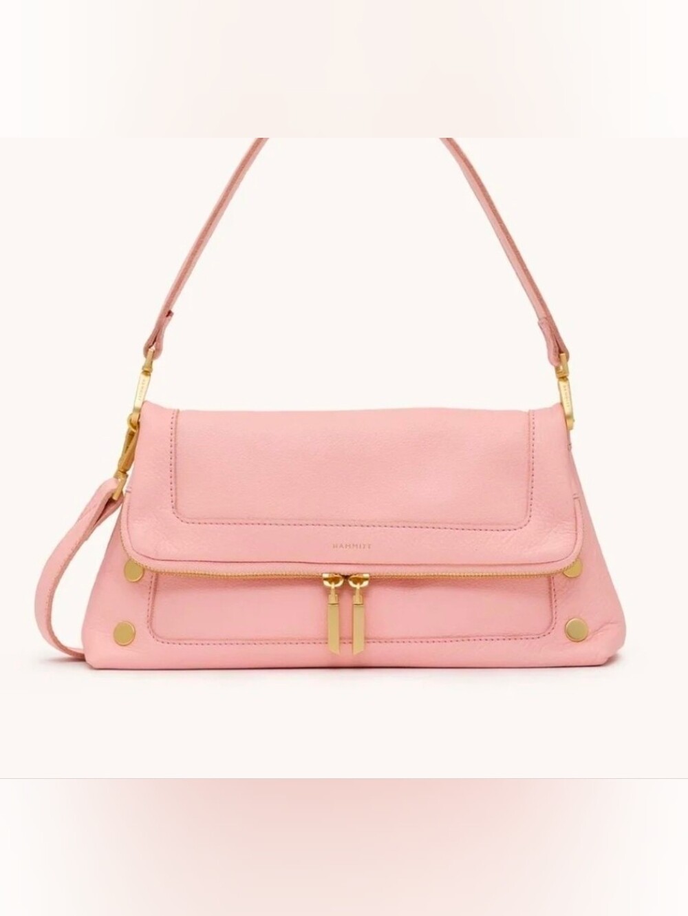 Hammitt Flamingo Leather Shoulder Bag with Gold Studs - Picture 2 of 10
